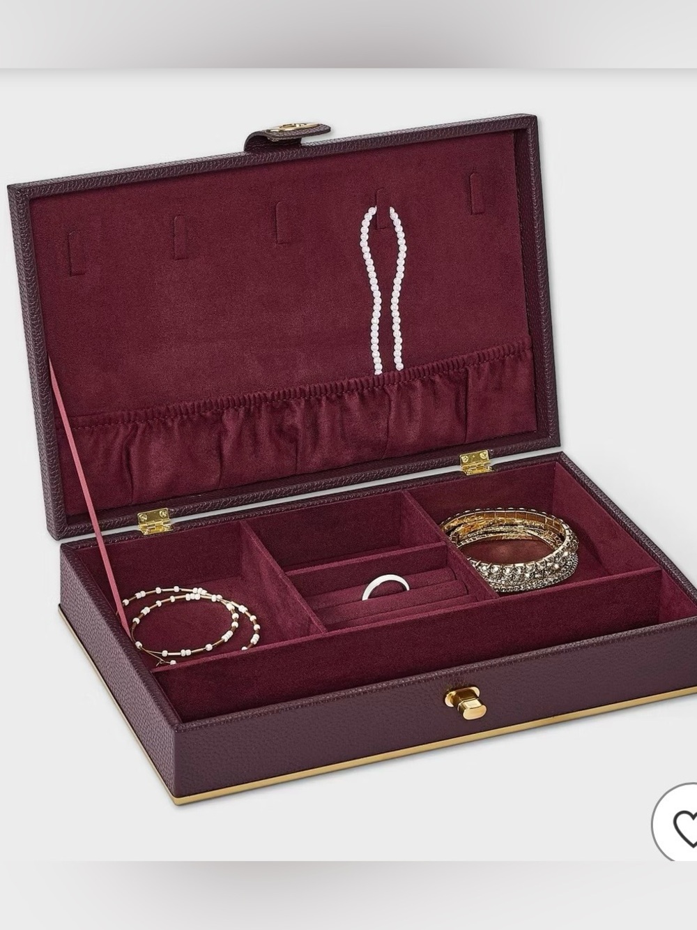 Women’s berry burgundy Jewelry Organizer Box - Classic Travel Case brand new